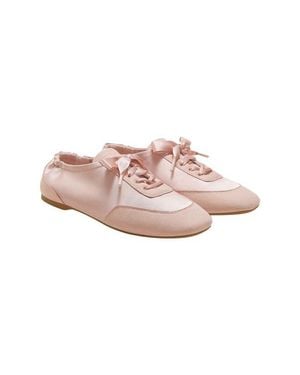 VIVAIA Cristina Square-Toe Lace-Up Satin Sneakerina - Pink