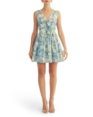 Arose Studio Aria Floral Print Sleeveless Minidress - Blue