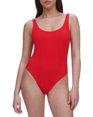 Chantelle Pulp Jacquard Low Back One-Piece Swimsuit - Red