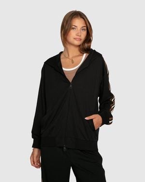 Belle & Bloom Ready To Go Striped Sleeve Jacket - Black