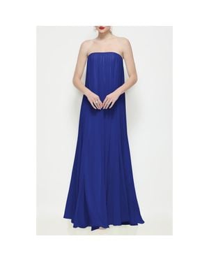 The Dessy Group Silvie Strapless Lux Chiffon Trapeze Gown - Blue