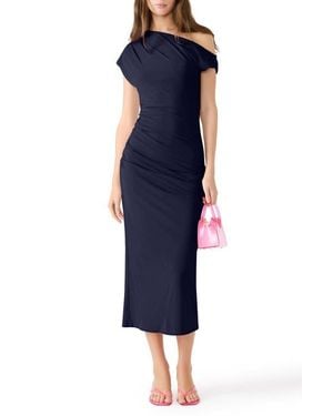 Steve Madden Gracelyn Ruched One-Shoulder Midi Dress - Blue
