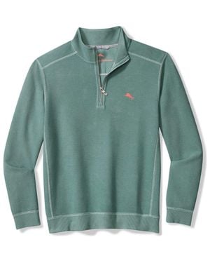Tommy Bahama Montego Bay Textured Cotton & Lyocell Half Zip Pullover - Green