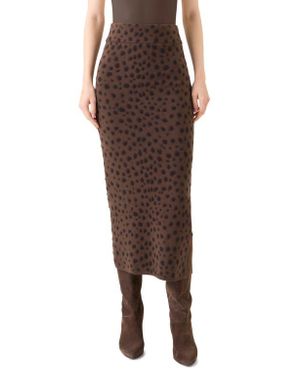 Akris Punto Abstract Dot Stretch Virgin Wool Knit Tube Skirt - Brown