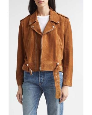 Nili Lotan Evel Suede Biker Jacket - Brown