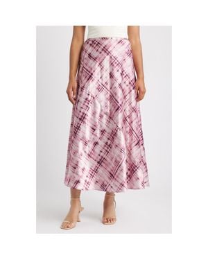 City Blues Savoy Print Bias Cut Maxi Skirt - Pink