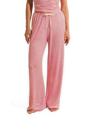 Etam Vicky Striped Wide Leg Pajama Pants - Pink