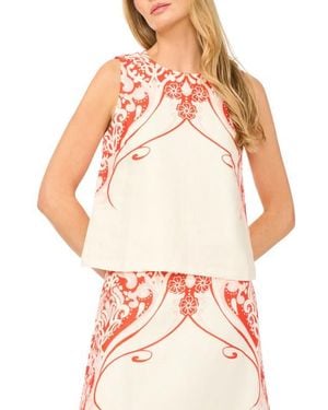 Ted Baker Georgia Floral Print Linen Sleeveless Top - White