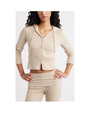 BP. Hacci Rib Zip Hoodie - Natural