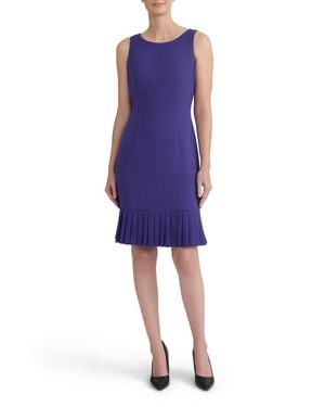 Kasper Pleated Sleeveless Sheath Dress - Blue