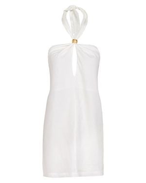 ViX Aster Halter Linen Blend Cover-Up Dress - White