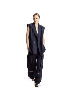 Cynthia Rowley Oversized Double Breasted Vest - Blue