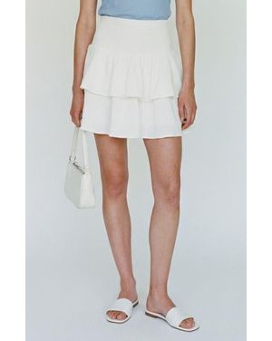 Vero Moda Natali Tiered Smocked Waist Miniskirt - White