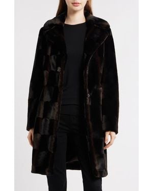 Via Spiga Reefer Faux Fur Longline Coat - Black
