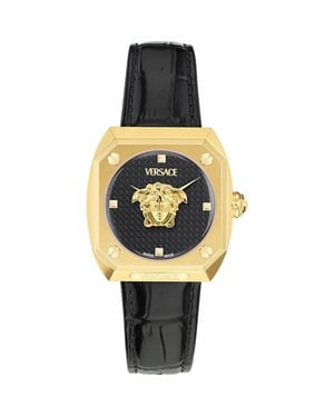 Versace Antares Leather Strap Watch, 35Mm - Metallic