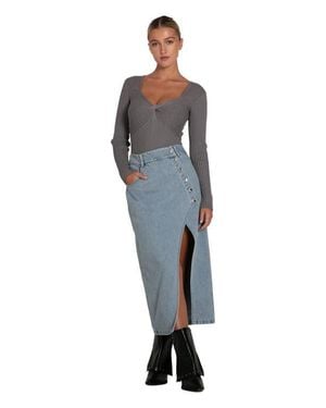 Belle & Bloom Can'T Forget You Denim Midi Skirt - Blue