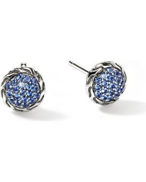 John Hardy Jh Essential Pavé Stud Earring, Sterling, Gemstones, 10Mm - Blue