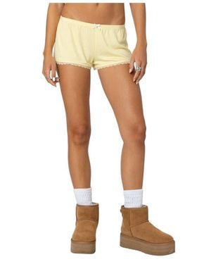 Edikted Buffy Lace Trim Shorts - Natural