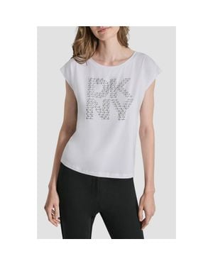 DKNY Grommet Logo T-Shirt - Gray