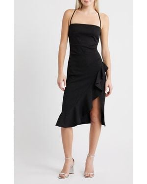 Jump Apparel Glitter Ruffle Sleeveless Dress - Black