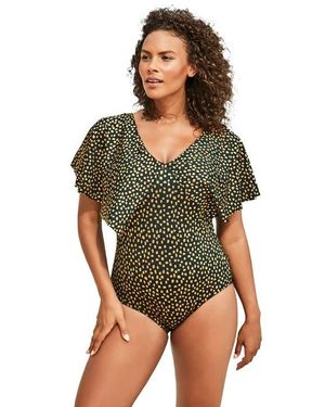 Swim 365 Flutter-Sleeve One-Piece - Green