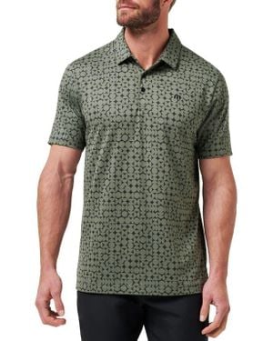 Travis Mathew Featherweight Caves Patterned Polo - Green