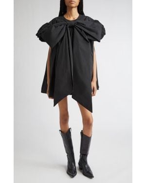 VAQUERA Bow Puff Sleeve Minidress - Black