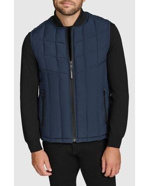 Andrew Marc Quilted Water-Resistant Puffer Vest - Blue