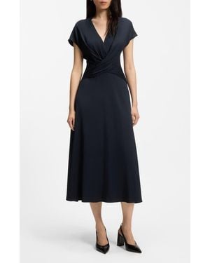 BOSS Dareza V Neck Jersey Midi Dress - Blue