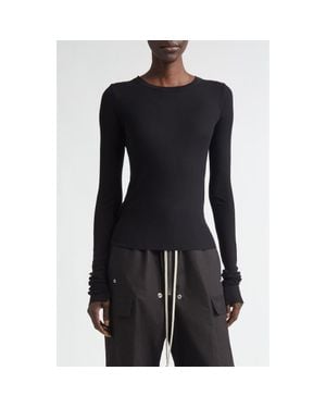 Rick Owens Crop Rib Long Sleeve T-Shirt - Black