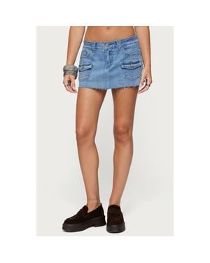 Edikted Lury Cargo Denim Miniskort - Blue
