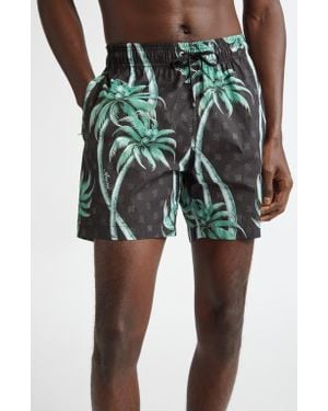 Amiri Twisted Palms Print Swim Trunks - Green
