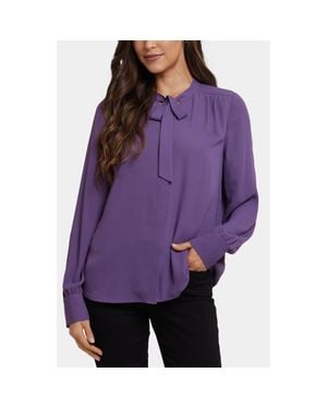 NYDJ Tie Neck Button-Up Shirt - Purple