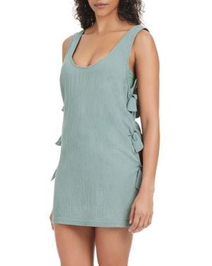 Sanctuary Side Tie Cotton Cover-Up Minidress - Blue