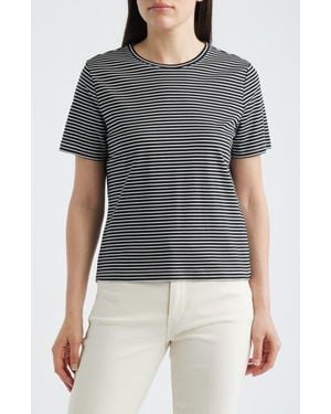 Spanx Lightweight Stripe Cotton Crewneck T-Shirt - Gray