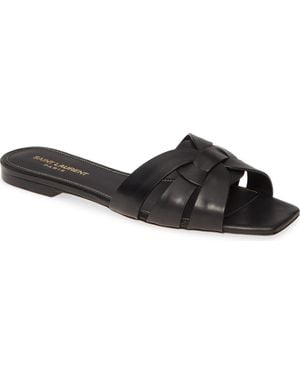 Saint Laurent Tribute Nu Pieds Slide Sandal - Black