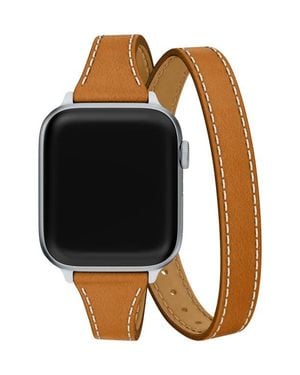 Michele Double Wrap Leather 20Mm Smartwatch Watchband - Black