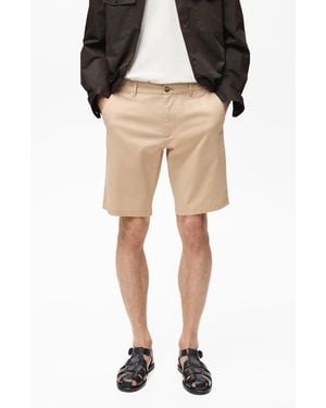 Mango Slim Fit Flat Front Bermuda Chino Shorts - Black