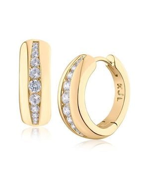 CZ by Kenneth Jay Lane Cubic Zirconia Inlay Hoop Earrings - Metallic
