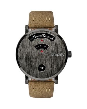 Simplify The 7000 Leather-Band Watch - Metallic
