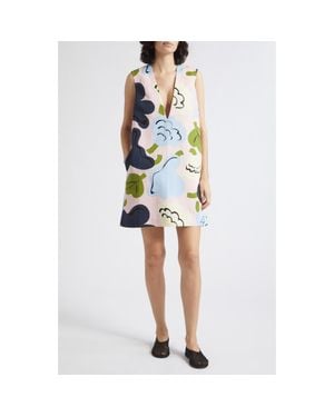 Marimekko Kiuru Kukasta Kukkaan V-Neck Shift Dress - Multicolor