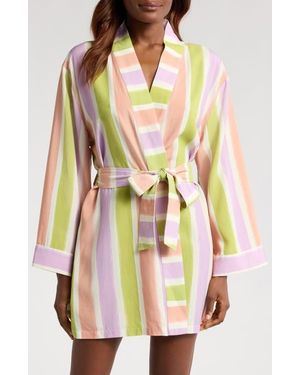 Kilo Brava Stripe Cotton Short Robe - Multicolor
