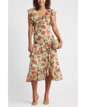 Chelsea28 Ruffle Tiered Chiffon Midi Dress - Multicolor