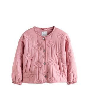 Next Kids' Flower Quilted Jacket - Pink