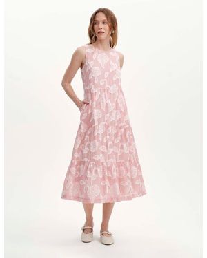 Finery London Hollie Sleeveless Tiered Midi Dress - Pink