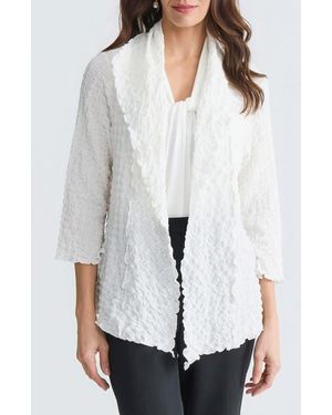 Kasper Pucker Knit Cardigan - White