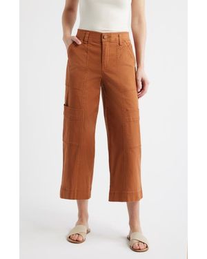 Wit & Wisdom Skyrise Cotton Crop Wide Leg Utility Pants - Orange