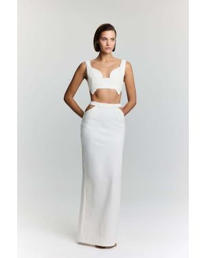 Jendue US Elena Denim Crop Top - White