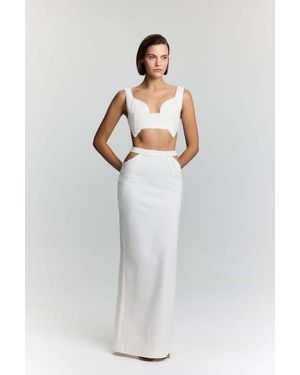 Jendue US Elena Denim Crop Top - White
