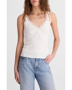 Madewell V-Neck Lace Cotton Blend Tank - White